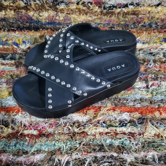 AQUA Krisa Studded Platform Slide Sandal - Picture 2 of 8